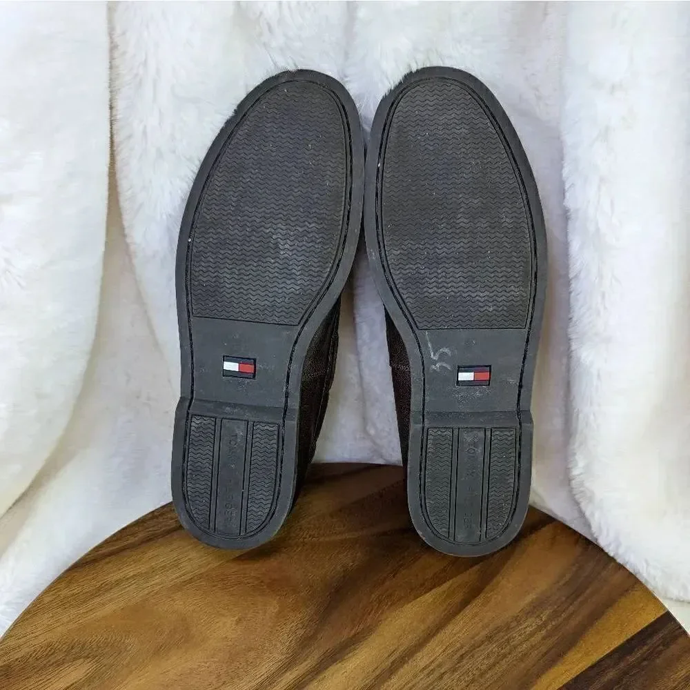 Tommy Hilfiger Mens Leather 2-Eye Low-Top Round Toe Boat Shoes Black Size 9